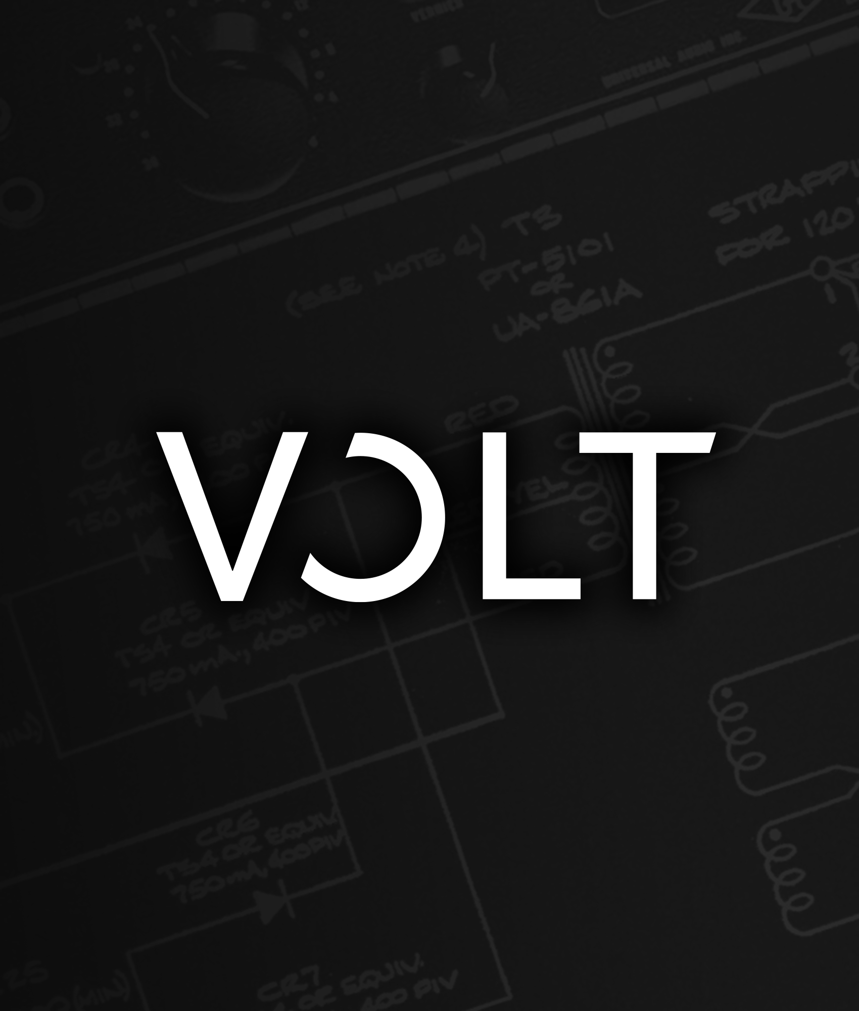 Volt product logo in white over a dark circuit diagram